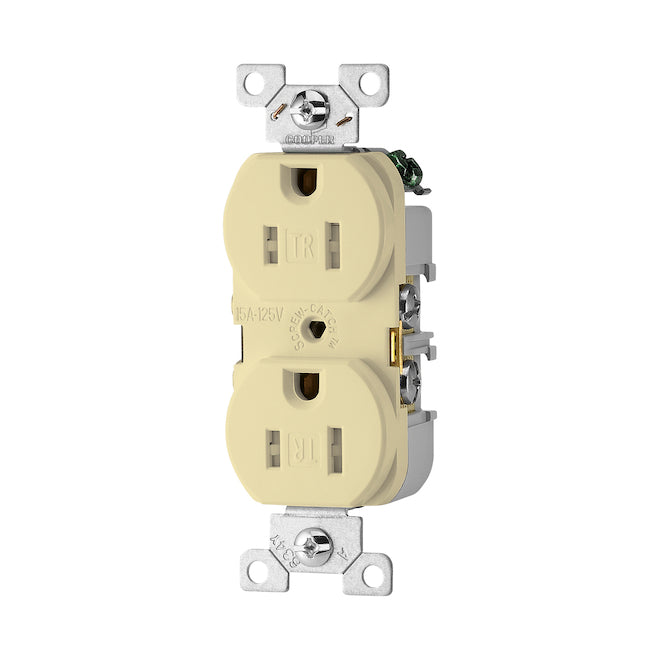 Eaton Ivory 15-Amp Duplex Tamper Resistant Receptacle Outlet (1-Pack)-