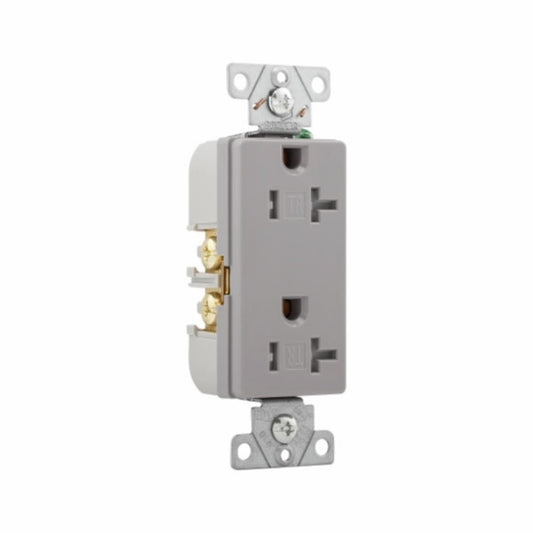 Eaton Grey 20-Amp Decorator Tamper Resistant Outlet (1-Pack)-