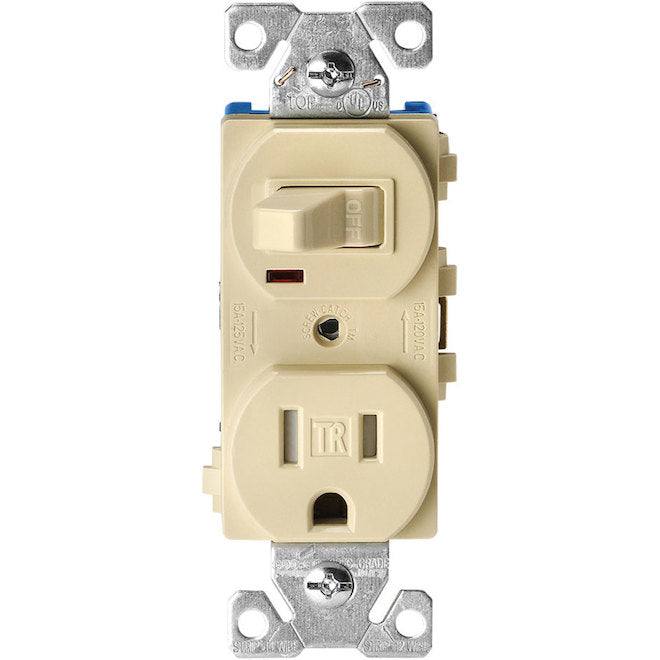 Eaton Ivory 15 Amp Duplex Tamper Resistant Switch Outlet Residential/Commercial 1-Pack-
