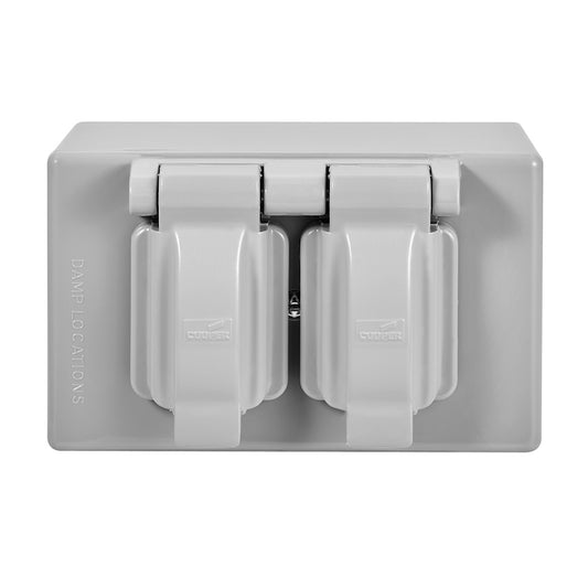 Eaton Weatherproof Box with Double Outlet - Grey-