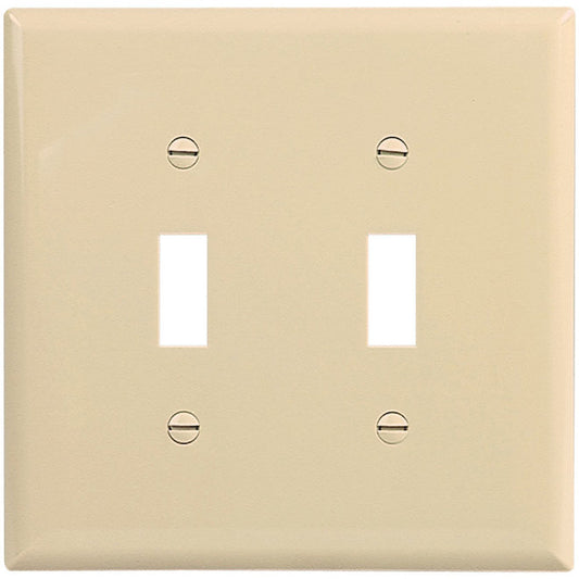 Eaton 2-Gang 1-Pack Ivory Toggle Mid Size Wall Plate-