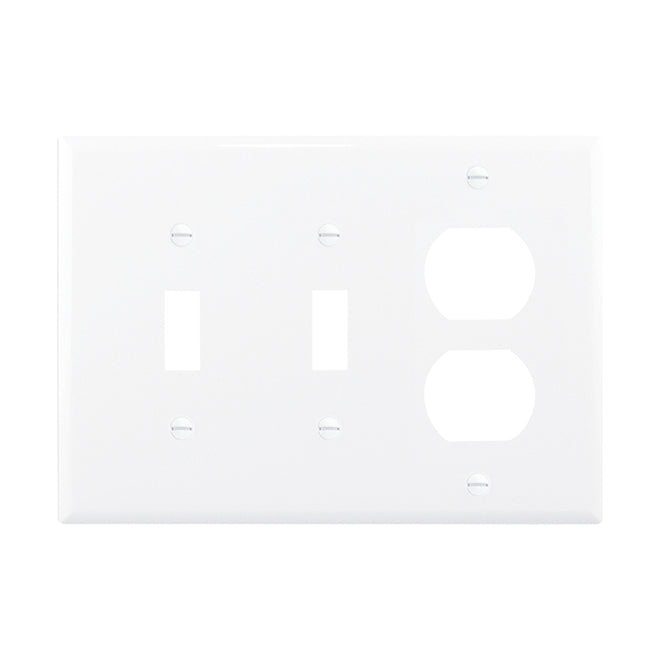 Eaton 3-Gang 1-Pack White Toggle/Duplex Mid-Size Wall Plate-