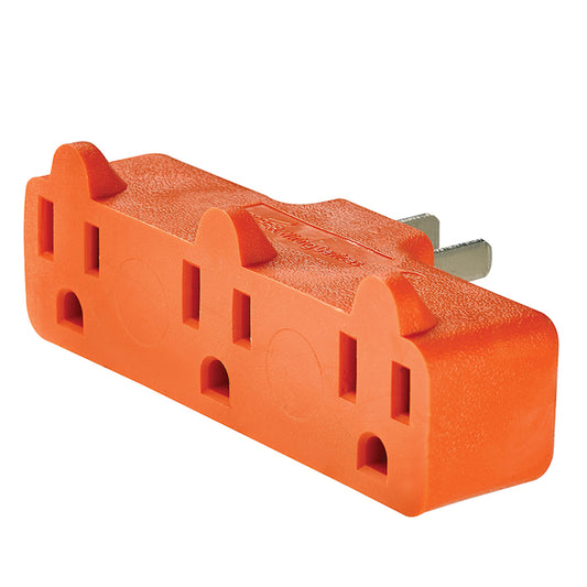 Eaton 15-Amp 3-Wire Grounding Single to Triple Orange Standard Adapter-Each
