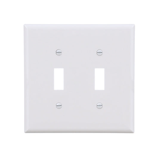Eaton 2-Gang 1-Pack White Toggle Midsize Wall Plate-