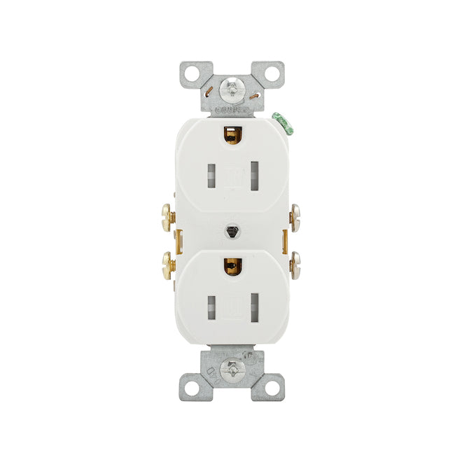 Eaton White 15-Amp Duplex Tamper Resistant 3-Wire Receptacle-