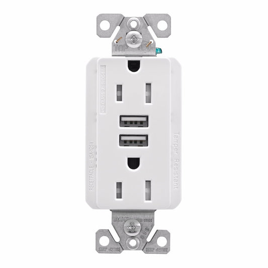 Eaton White 15-Amps Decorator Tamper Resistant USB outlet Residential/Commercial 1-Pack Receptacle-