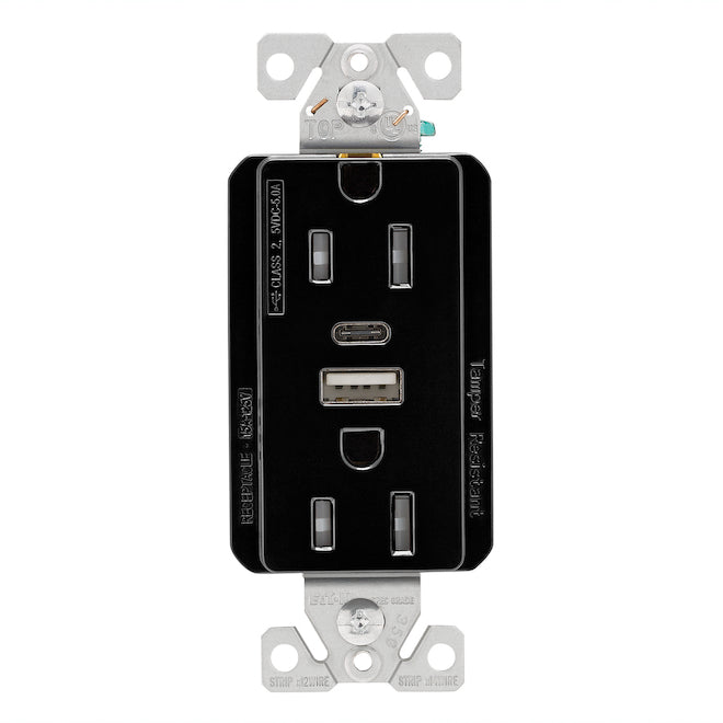 Eaton Duplex Receptacle Combined with USB Type A and Type C Plugs-