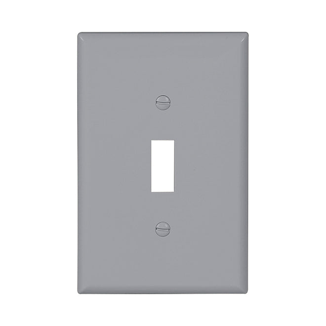 Eaton Grey Plastic Wall Plate - Space for 1 Medium-Sized Toggle Switch-