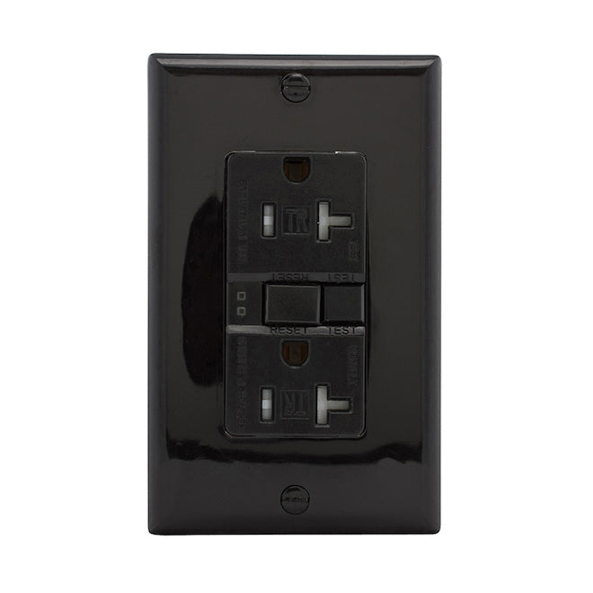Eaton Dual GFCI Residential Outlet - Black - 20-Amp-