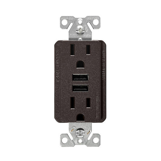 Eaton Dual Receptacle with 2 USB Type A Plugs - 15-A - 125-V - Black-