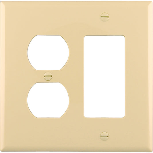 Eaton 3-Hole Wall Plate for 2 Outlets and 1 Switch - Ivory Colour-