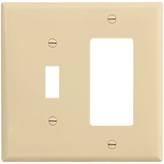 Eaton 2-Gang 1-Pack Ivory Toggle/Decorator Midsize Wall Plate-