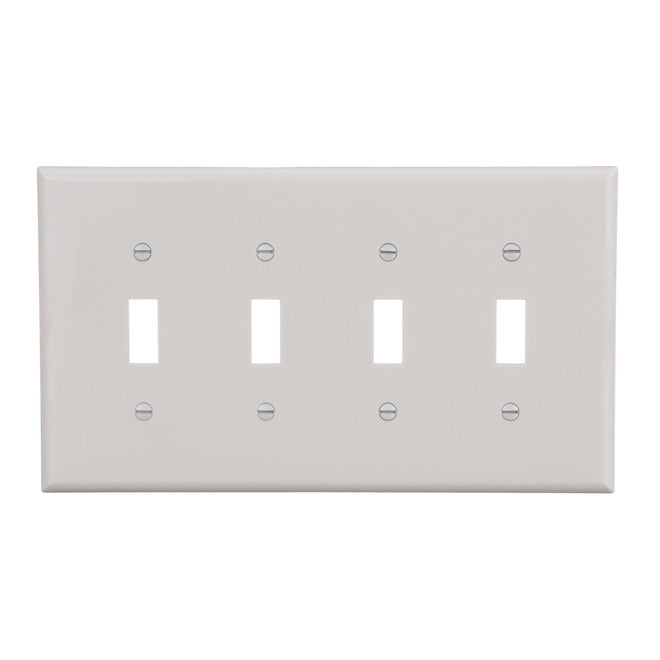 Eaton 4-Gang 1-Pack White Toggle Midsize Wall Plate-