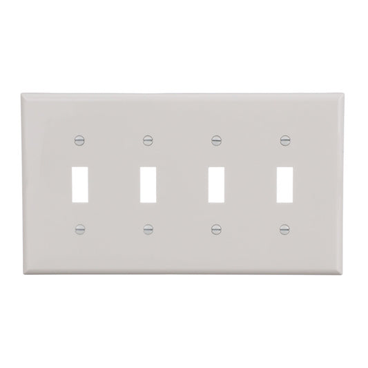 Eaton 4-Gang 1-Pack White Toggle Midsize Wall Plate-