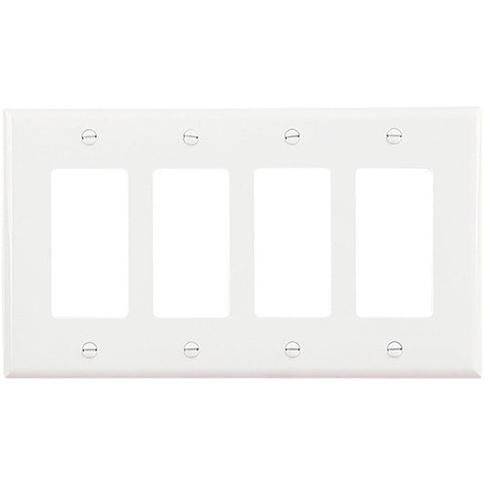 Eaton 4-Gang 1-Pack White Decorator Midsize Wall Plate-