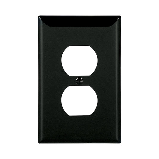 Eaton 1-Gang 1-Pack Black Duplex Midsize Wall Plate-