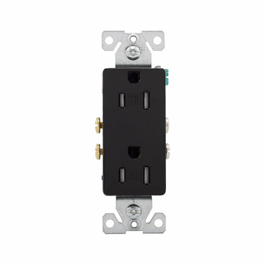 Eaton Black 15-Amp Decorator Tamper-Resistant Outlet (1-Pack)-