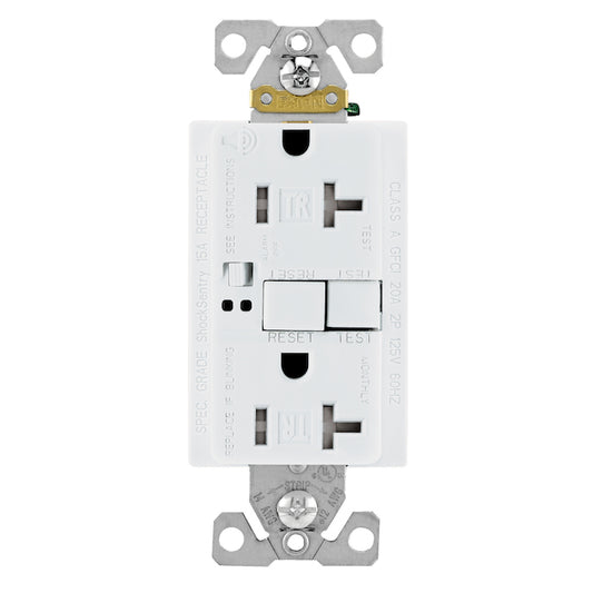 Eaton White 20-Amp Decorator Tamper Resistant Outlet with Wall Plate Included and Audible Alarm-