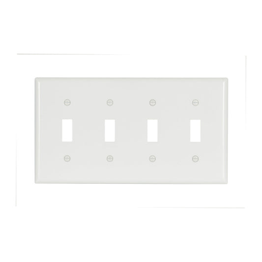 Eaton 4-Gang 1-Pack White Toggle Standard Wall Plate-