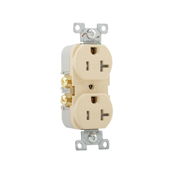 Eaton Ivory 20-Amp Duplex Tamper Resistant Outlet (1-Pack)-