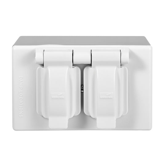 Eaton Weatherproof Box with Double Outlet - White-