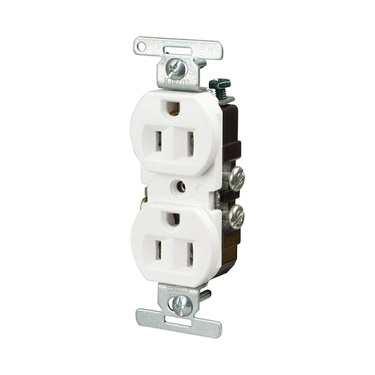 Eaton CO/AL Grounded Duplex Receptacle - White - 1 1/3-in W x 4 1/5-in H - 15-Amp - 125-volt-
