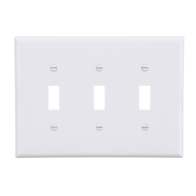Eaton 3-Gang 1-Pack White Toggle Midsize Wall Plate-