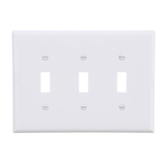 Eaton 3-Gang 1-Pack White Toggle Midsize Wall Plate-