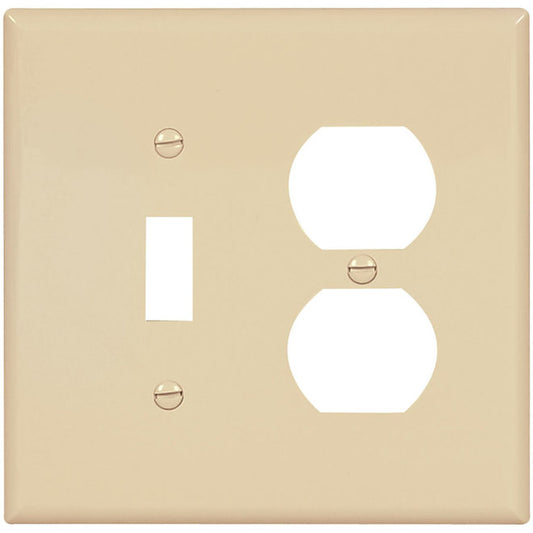 Eaton 2-Gang 1-Pack Ivory Toggle/Duplex Midsize Wall Plate-