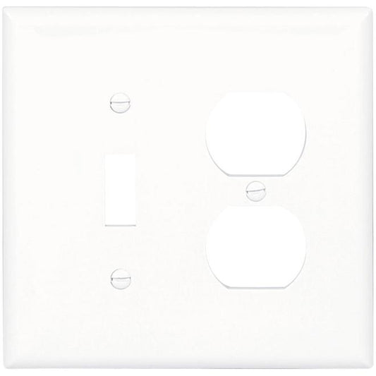 Eaton 2 Gang Combo Toggle Duplex Plate White-