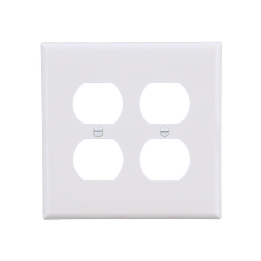 Eaton 2-Gang 1-Pack White Duplex Midsize Wall Plate-
