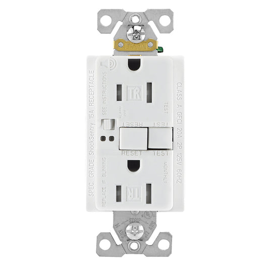 Eaton White 15-Amp Tamper Resistant Outlet with Wall Plate Included and Audible Alarm, GFCI Protection (1-Pack)-