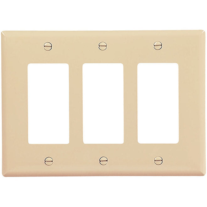 Eaton 3-Gang 1-Pack Ivory Decorator Midsize Wall Plate-