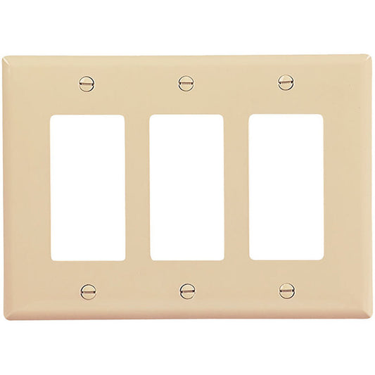 Eaton 3-Gang 1-Pack Ivory Decorator Midsize Wall Plate-