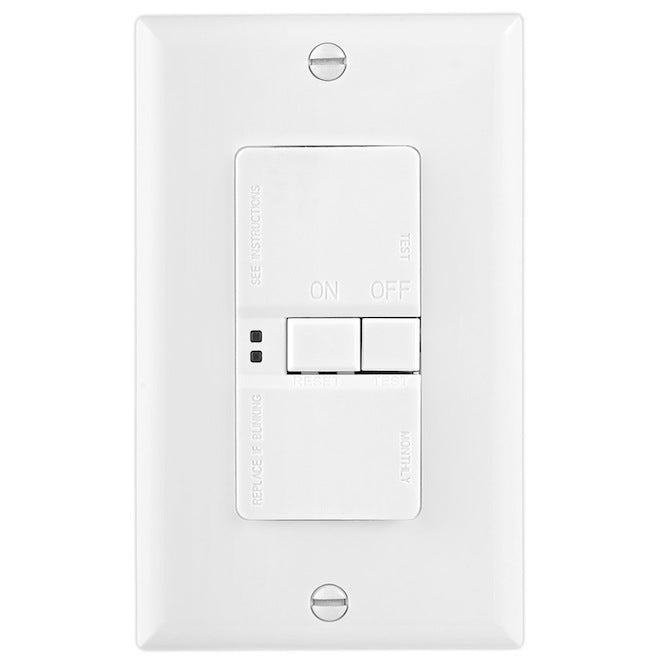Eaton White 20-Amp Outlet with Wall Plate Included - GFCI Protection (1-Pack)-