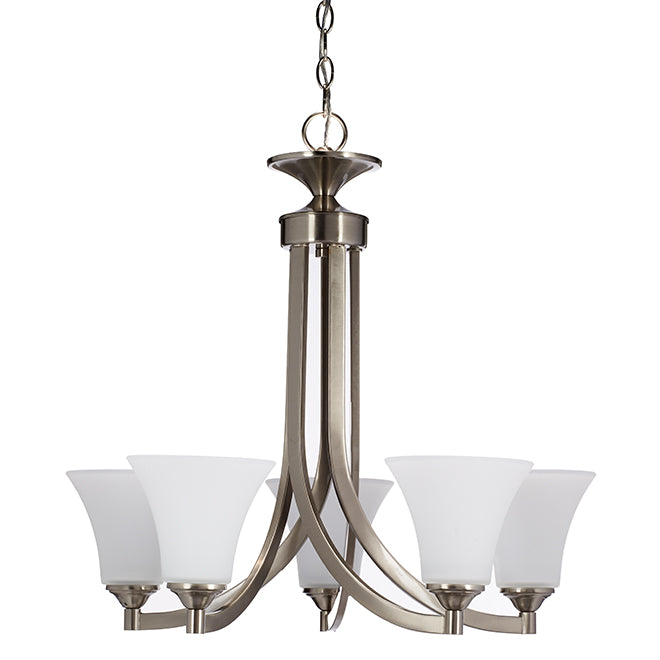 Canarm Locke 5-Light Brushed Nickel Opal Glass Shades Chandelier-