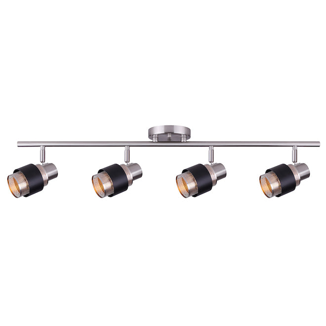 Canarm Dalton Rail Light Fixture with Pivoting Heads - Dimmable - Brushed Pewter - Black Accents - G9 Pin Base-