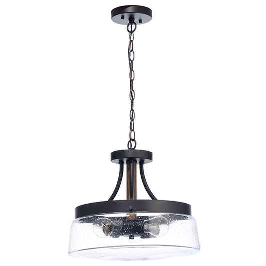 Canarm Riva 3-Light Black and Wood Contemporary Chandelier-