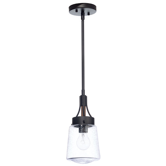 Canarm Riva 1-Light Black and Wood Pendant Light-