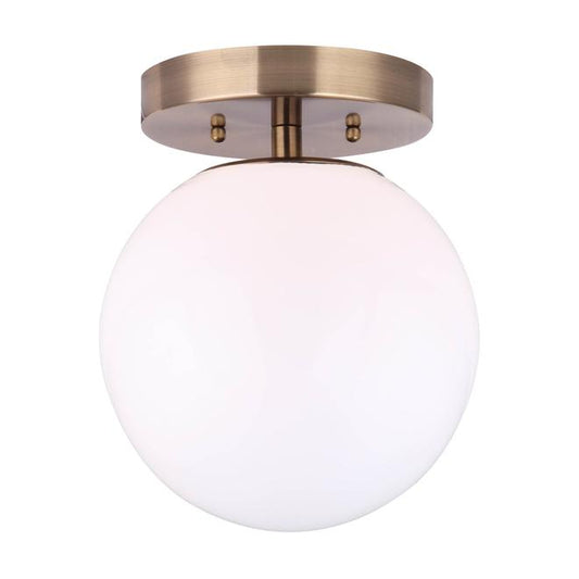 Canarm Camilo Gold Finish Opal Glass Shade Flush Mount Ceiling Light-