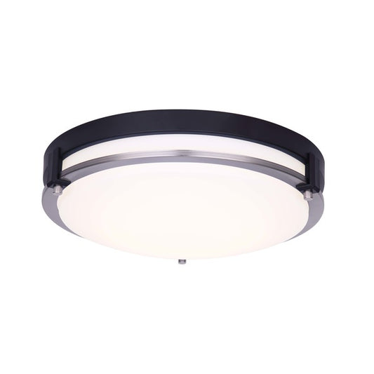 Canarm Sena LED Flush Mount with Acrylic Lens - 12.5-in - Matte Black and Brushed Nickel-
