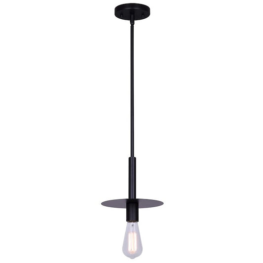 Canarm Viggo Matte Black Contemporary Disk Shade Pendant Light-