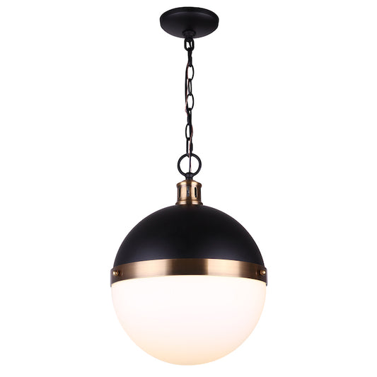 Canarm Delta Matte Black and Gold Contemporary Globe Pendant Light-