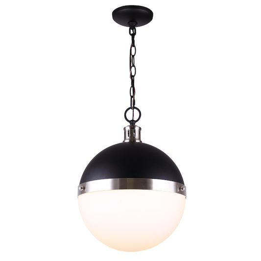 Canarm Delta Matte Black and Brushed Nickel Contemporary Globe Pendant Light-