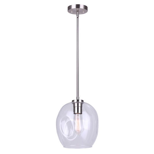Canarm Como Brushed Nickel Contemporary Clear Glass Globe Pendant Light-