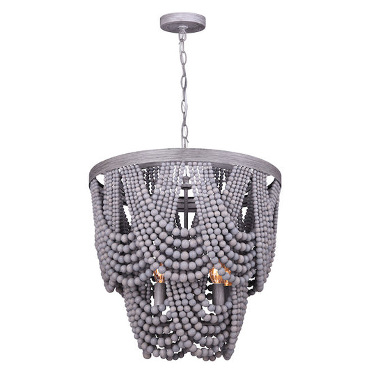Canarm Solana 5-Light Brushed Grey Wood Bead Chandelier-