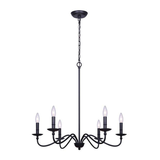 Canarm Betty 6-Light Matte Black Transitional Chandelier-