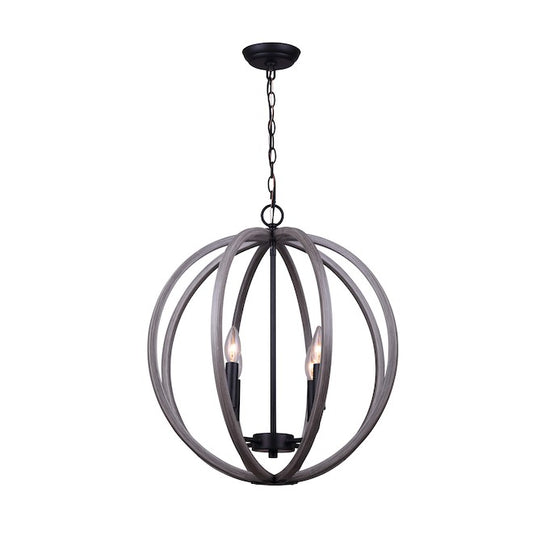 Canarm Armelle 4-Light Matte Black and Brushed Grey Contemporary Chandelier-
