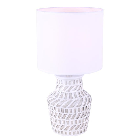 Canarm Nohea Table Lamp - 11.8-in x 14.2-in - Fabric - Brushed Nickel and White-