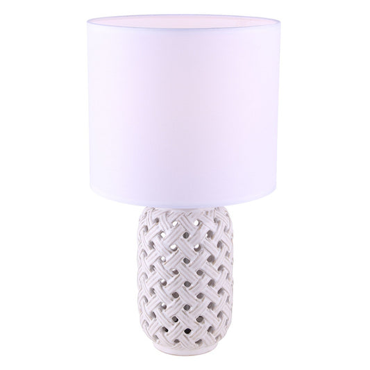 Canarm Luana Table Lamp - 14-in x 11-in - Ceramic/Fabric - Gold/White-